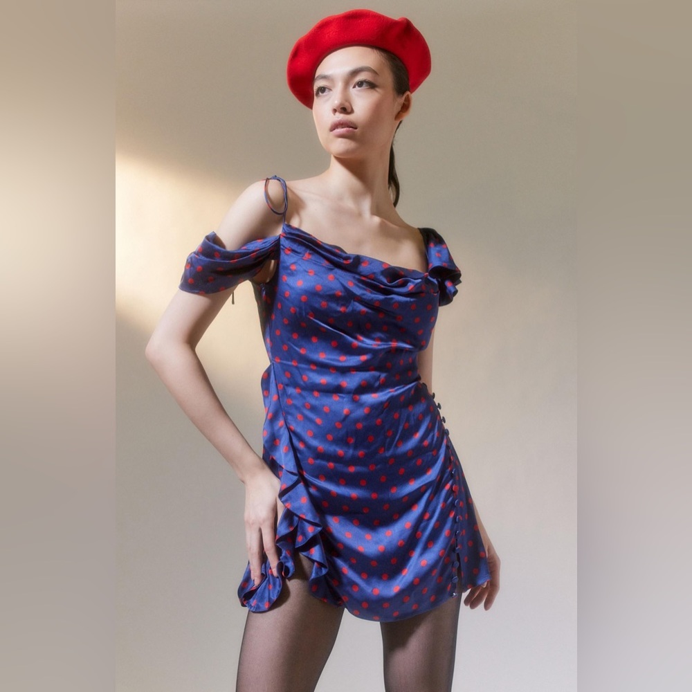 For Love & Lemons-Dolores Polka Dot Mini Dress
